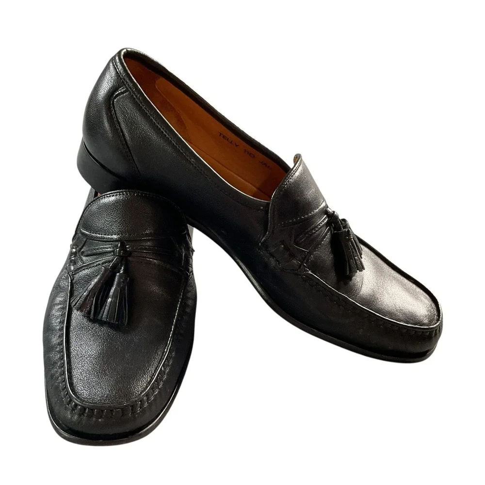 Sandro‎ Moscoloni Telly Jac Black Leather Slip On Tassel Loafers Men's Size 11 D